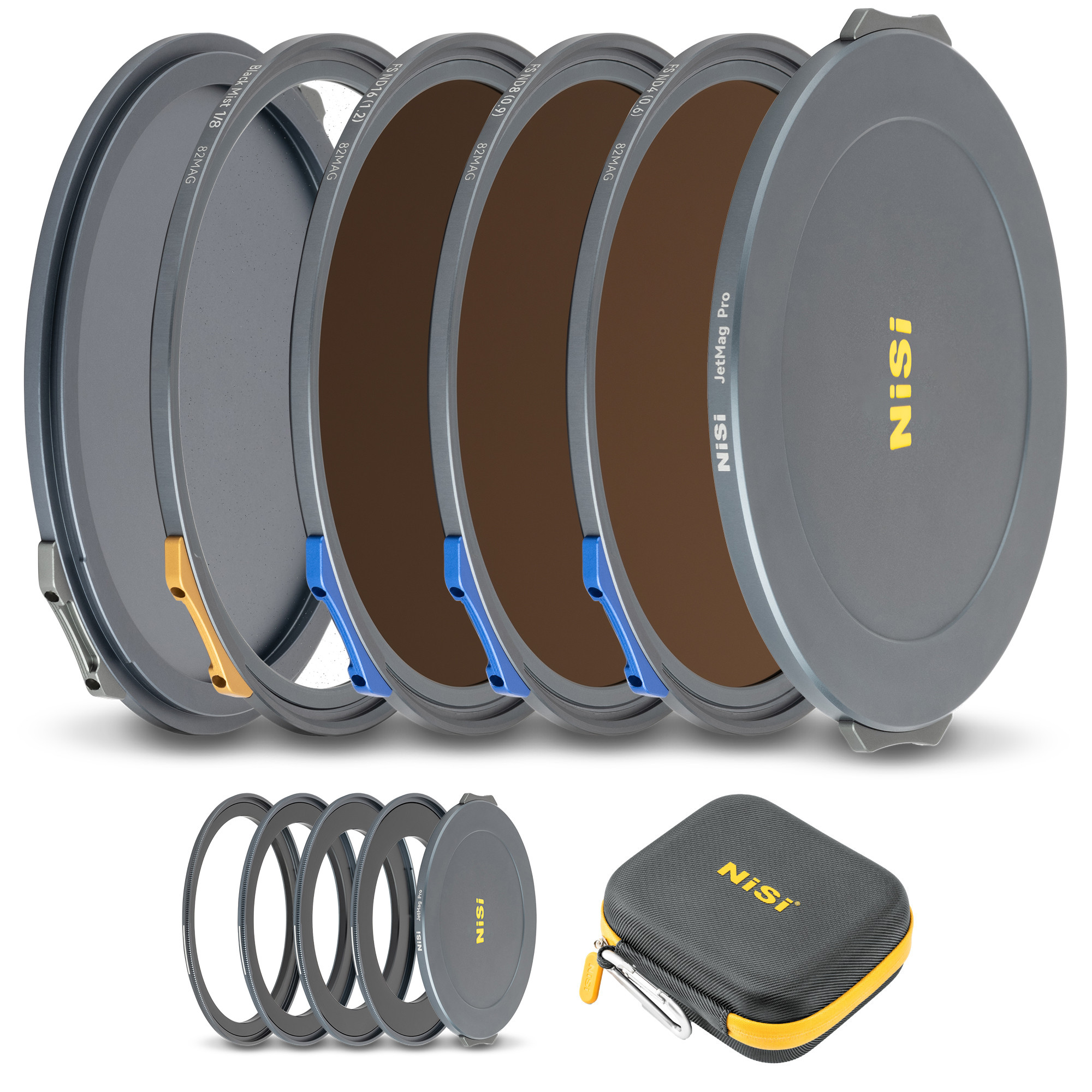 Набор светофильтров NiSi JetMag Pro Filmmaker Kit 82MAG (FS ND 2 Stop, FS ND 3 Stop, FS ND 4 Stop, Black Mist 1/8, адаптеры 67mm/72mm/77mm/82mm, крышки, чехол)