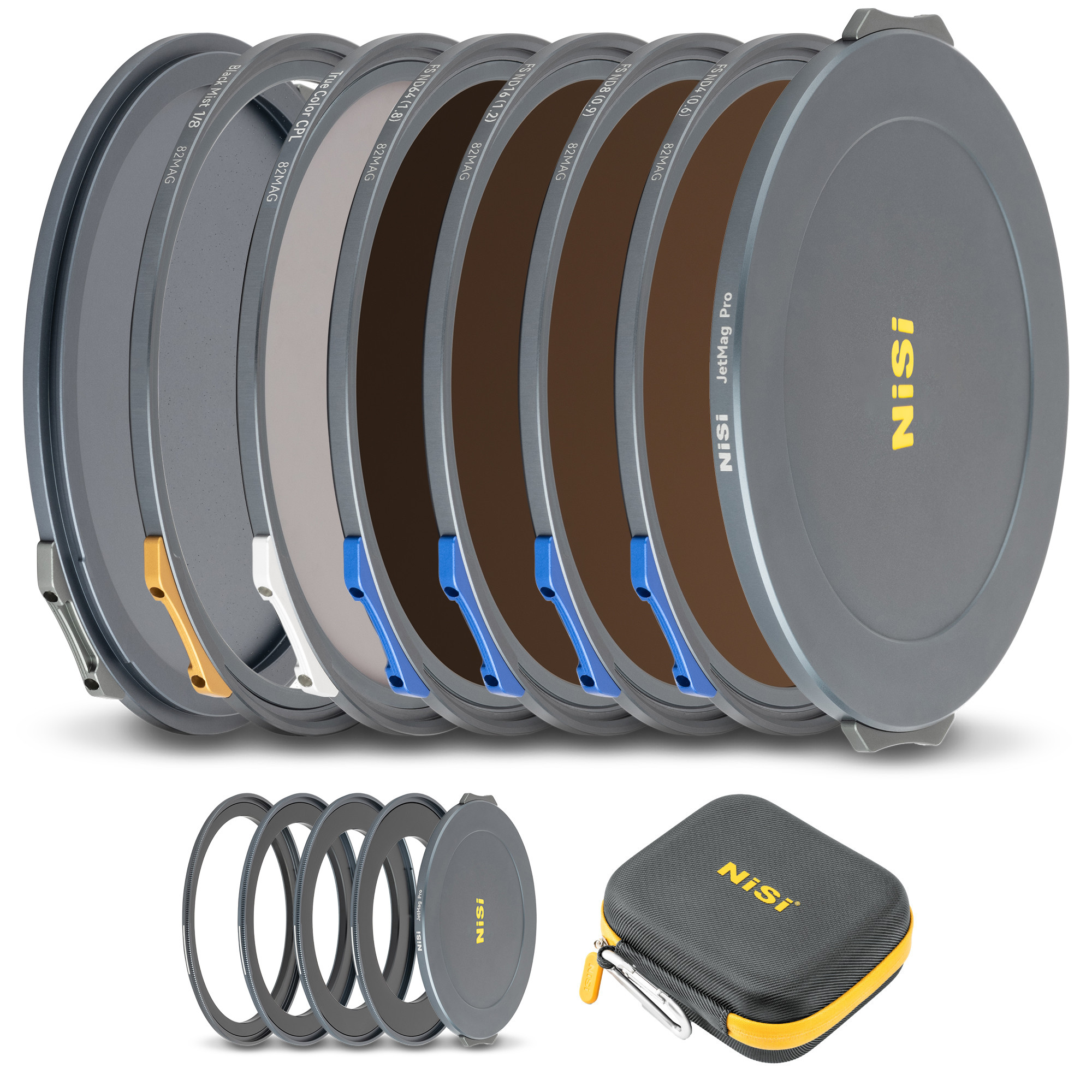 Набор светофильтров NiSi JetMag Pro Cinema Kit 82MAG (FS ND 2Stop, FS ND 3Stop, FS ND 4Stop, FS ND 6Stop, TC CPL, Black Mist 1/8, адаптеры 67/72/77/82mm,крышки)